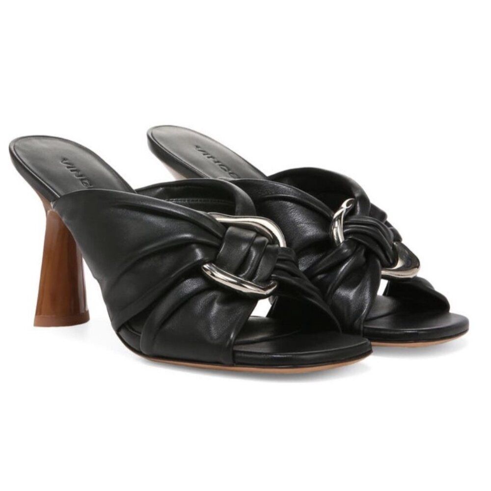 Vince Women's Qiqi Slip On Embellished High Heel Sandals in Black Size 6.5